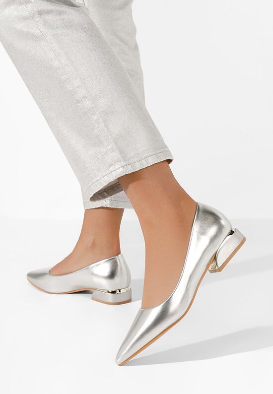Pantofi cu toc mic Bertesa V2 argintii