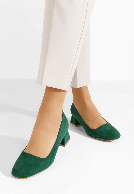 Pantofi cu toc mic Arola verzi