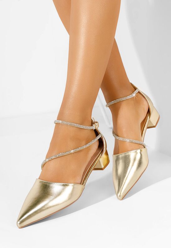 Pantofi cu toc eleganti Rubee aurii